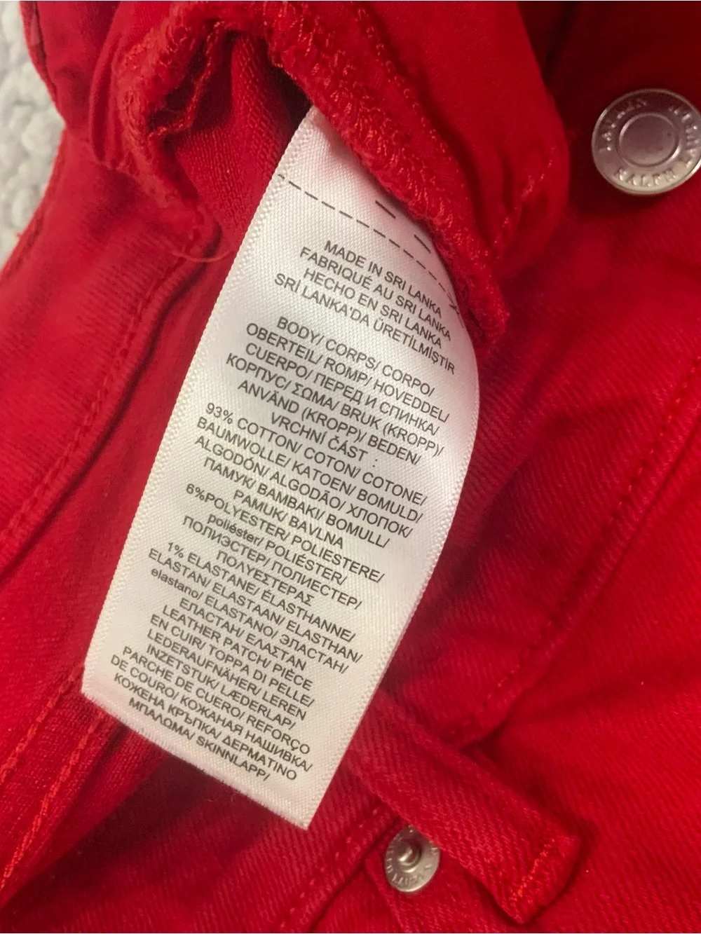 Lauren Ralph Lauren Straight Leg Red Denim Jeans Size 14 Logo Leather Patch